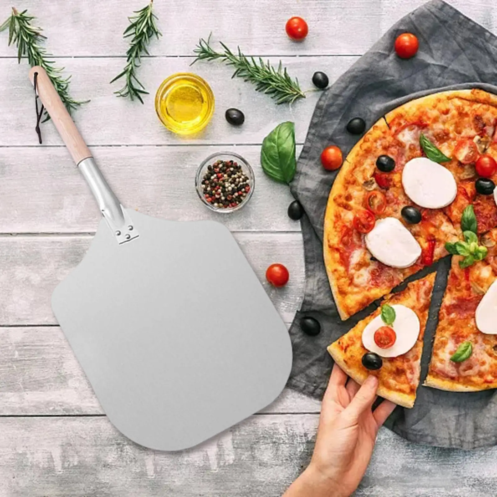 Aluminum Pizza Paddle Homemade Foldable Detachable for Cheese Pastry Bread
