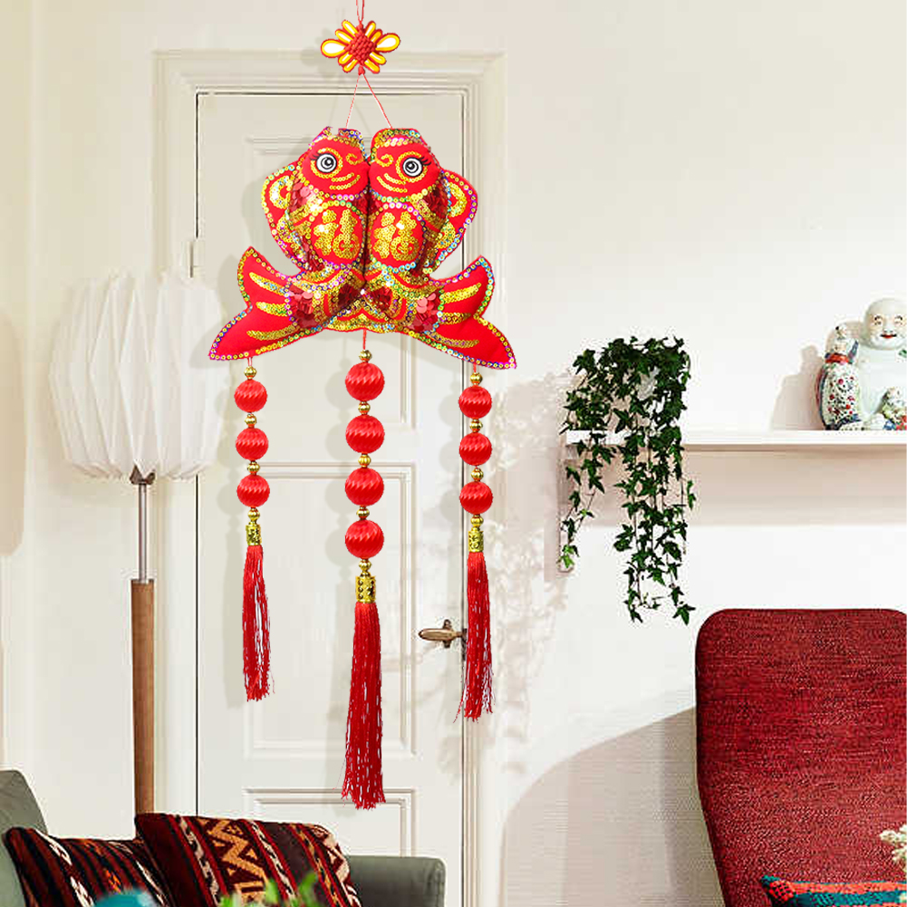 Fische Laternenschnur Frühlingsfest Dekoration Geschenk gibt mehr als jedes Jahr Anhänger Chinesischer Knoten Festival DIY Wandbehang – Detail 6