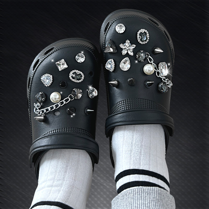 24-teiliges Sommer-Mode-Schuhcharms-Set: DIY Perlen-, Niet- und Diamantketten-Dekorationen für Clogs und Schuhe – Detail 1