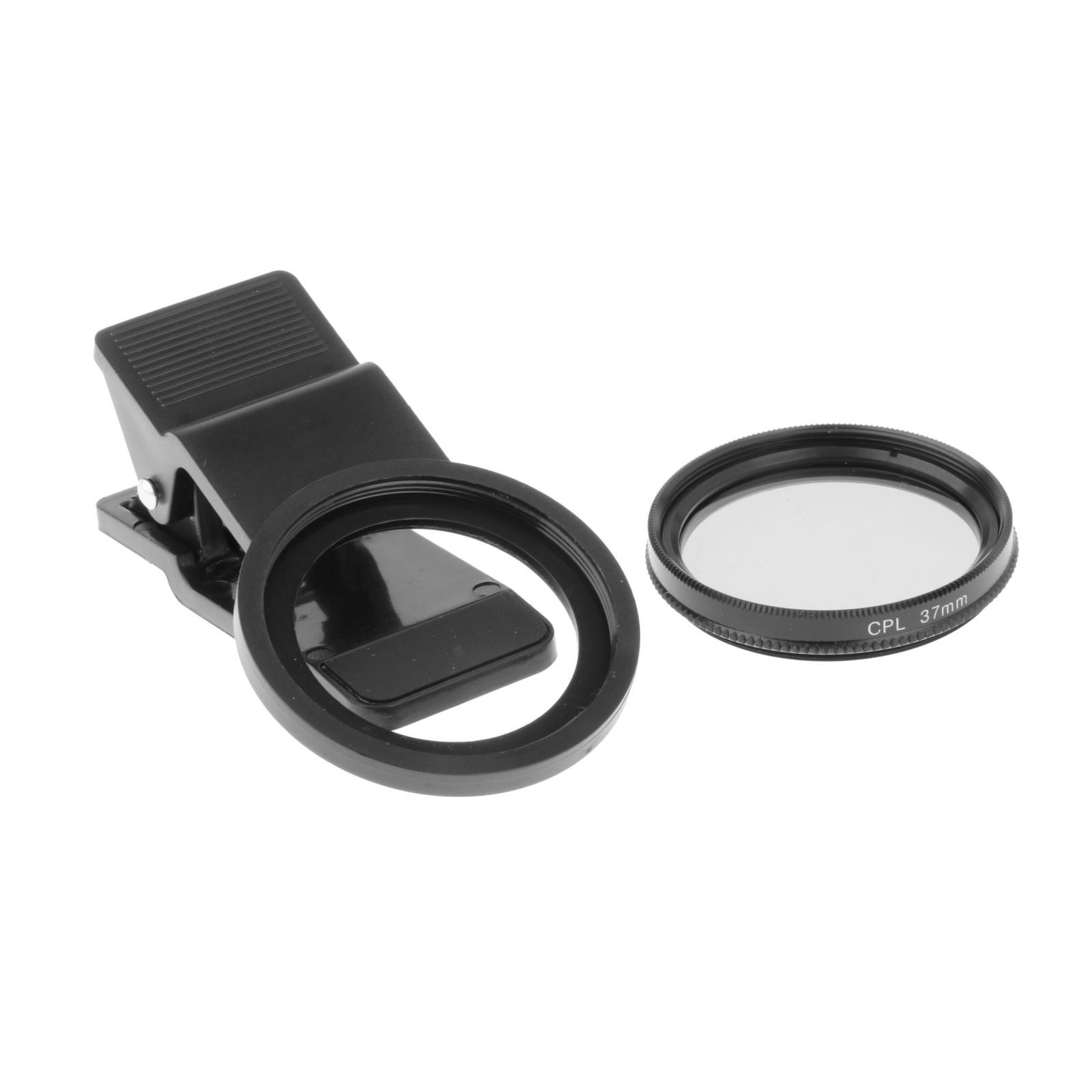 Polarized Phone Camera Lens (Black) Improve Contrast Improve Color Saturation 37mm Cell Phone Camera CPL Lens for Attachment