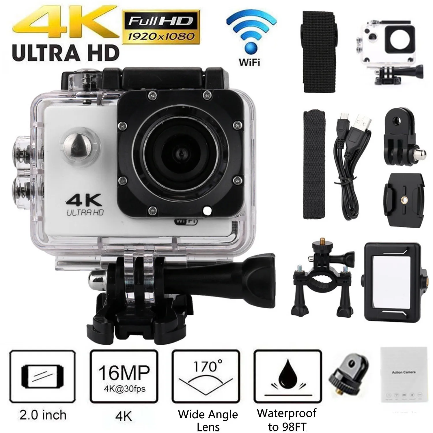 GoPro Ultra 4K 1080P WiFi Camera DV Sports Action Camcorder Underwater Cam Waterproof 