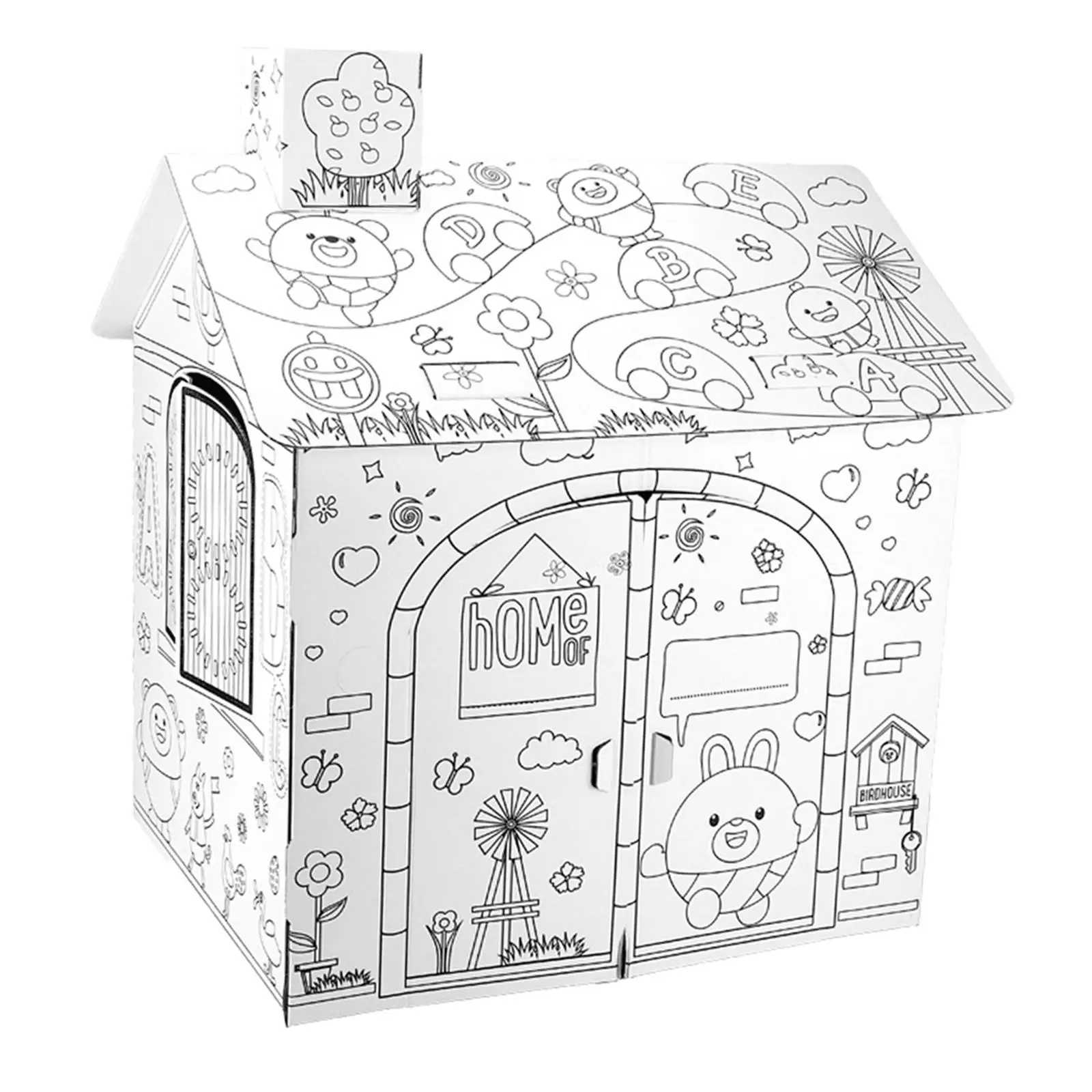 DIY Cardboard Playhouse with Color Pens Interaction Toys for Children Gifts