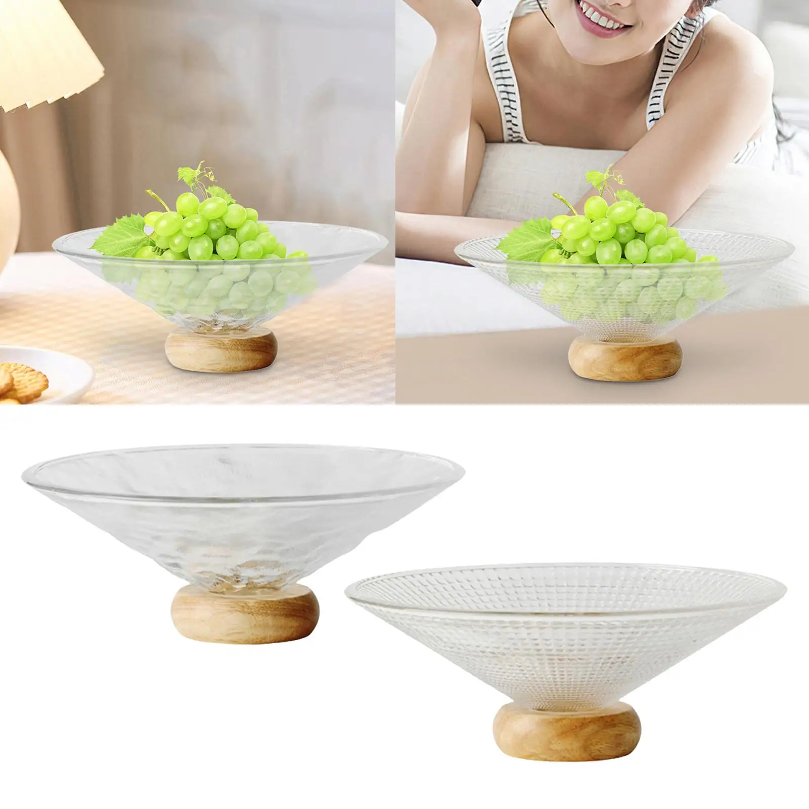 Decorative Pedestal Bowl Household Glass Fruit Tray High Foot Dining Room Tables Serving Fruit Tray Dessert Serving Bowl Tray