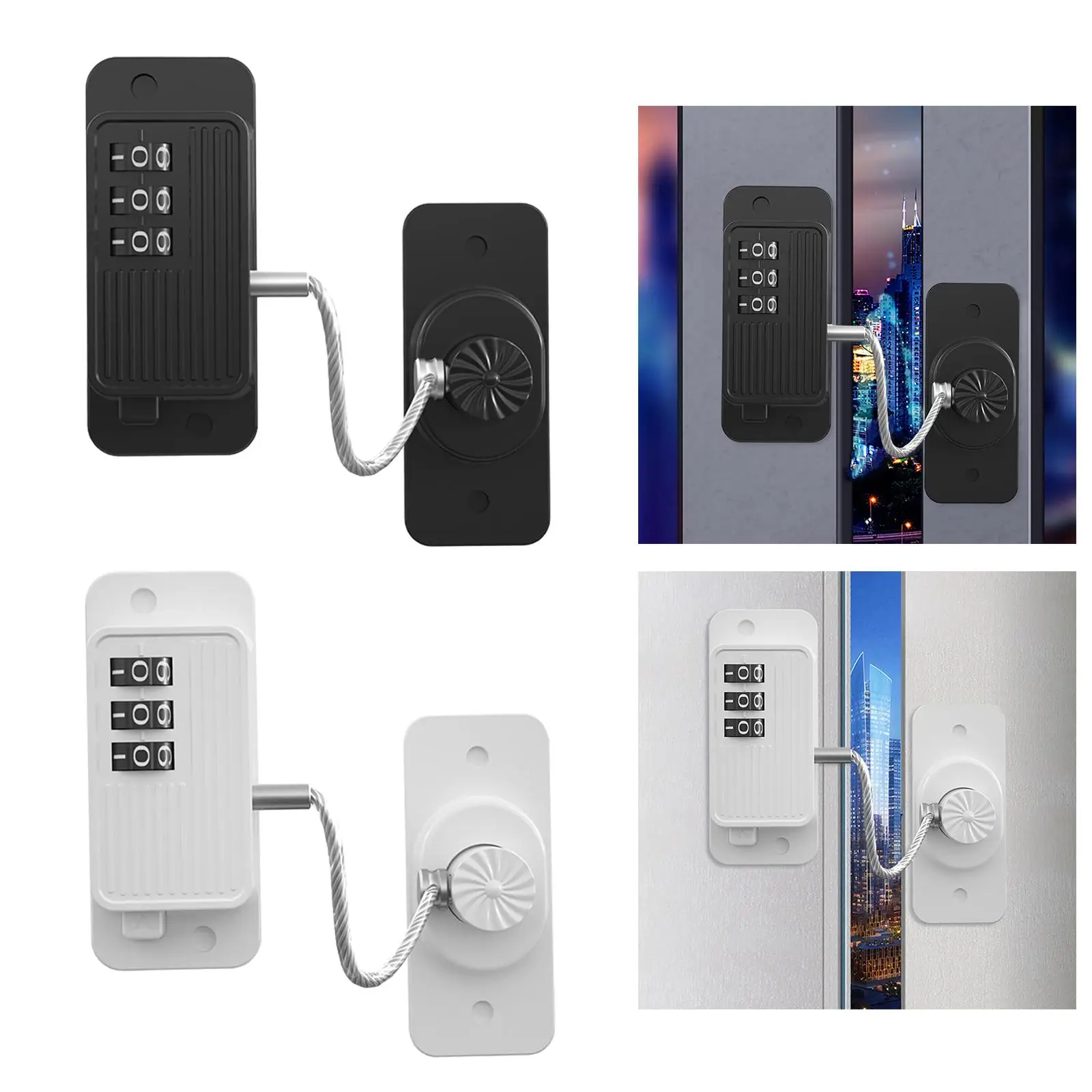 Cabinet Password Lock Refrigerator Lock Latch Left or Right Installed 17.3cm Steel Cable for Closetswindows Doors Durable