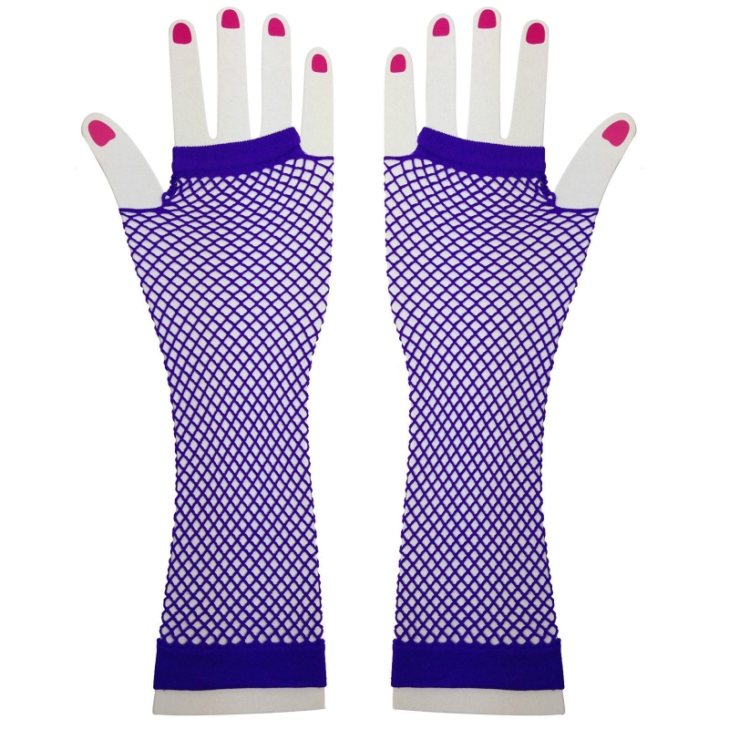 1 paar 80s 90s Kurze Hand Handschuhe Kurze Handschuhe Punk Neon Finger Handschuhe Phantasie Kleid Zubehör für kostüm Party DXAA – Detail 5