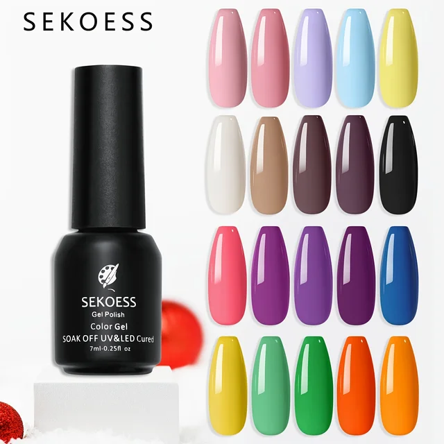 Sekoess Gel Nail Polish, Nude Brown Nail Gel Soak Off Gel Nail For