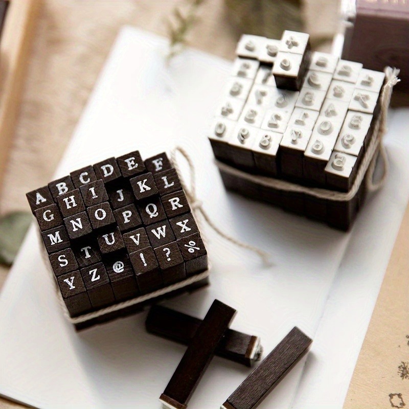 Description Picture 3 of item30pcs/box Cute Mini Wooden Rubber Stamp Set Alphbets Daily Life Lovely Stamps for Journaling Scrapbooking Card Making