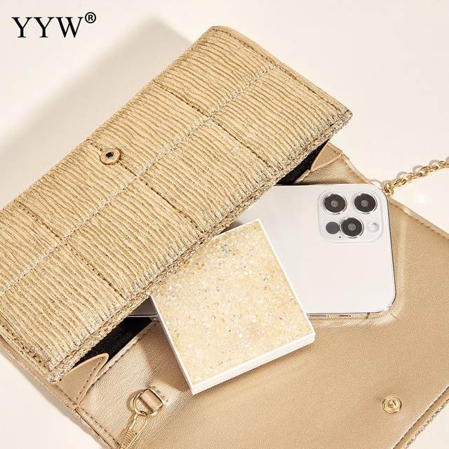 Grainy Pu Envelope Clutch Bag And Chain