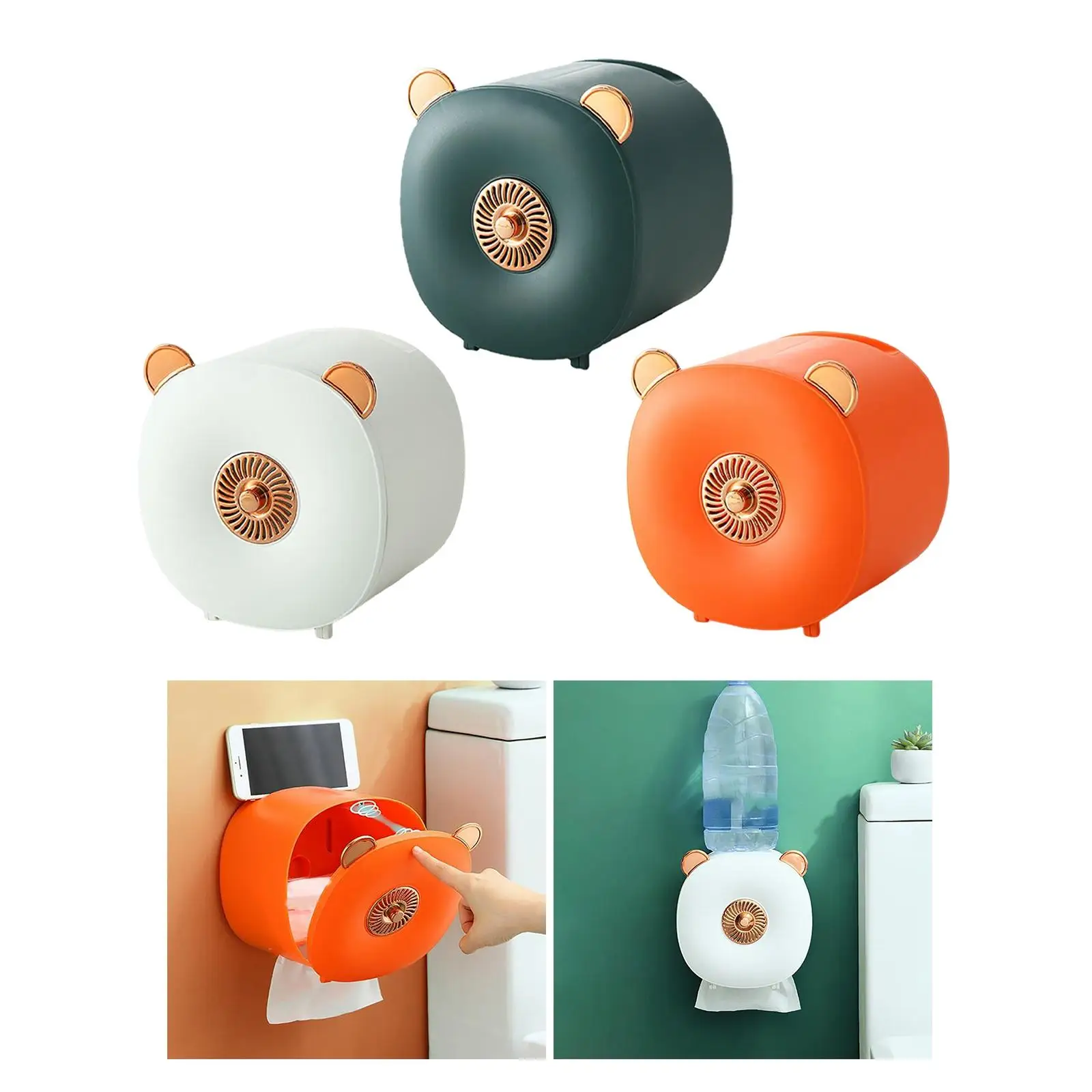 Wall Mount Punch Free Roll Paper Towel Holder Tissue Case, 360 Waterproof and Moisture Proof Dustproof Easy to Clean Pet Proof