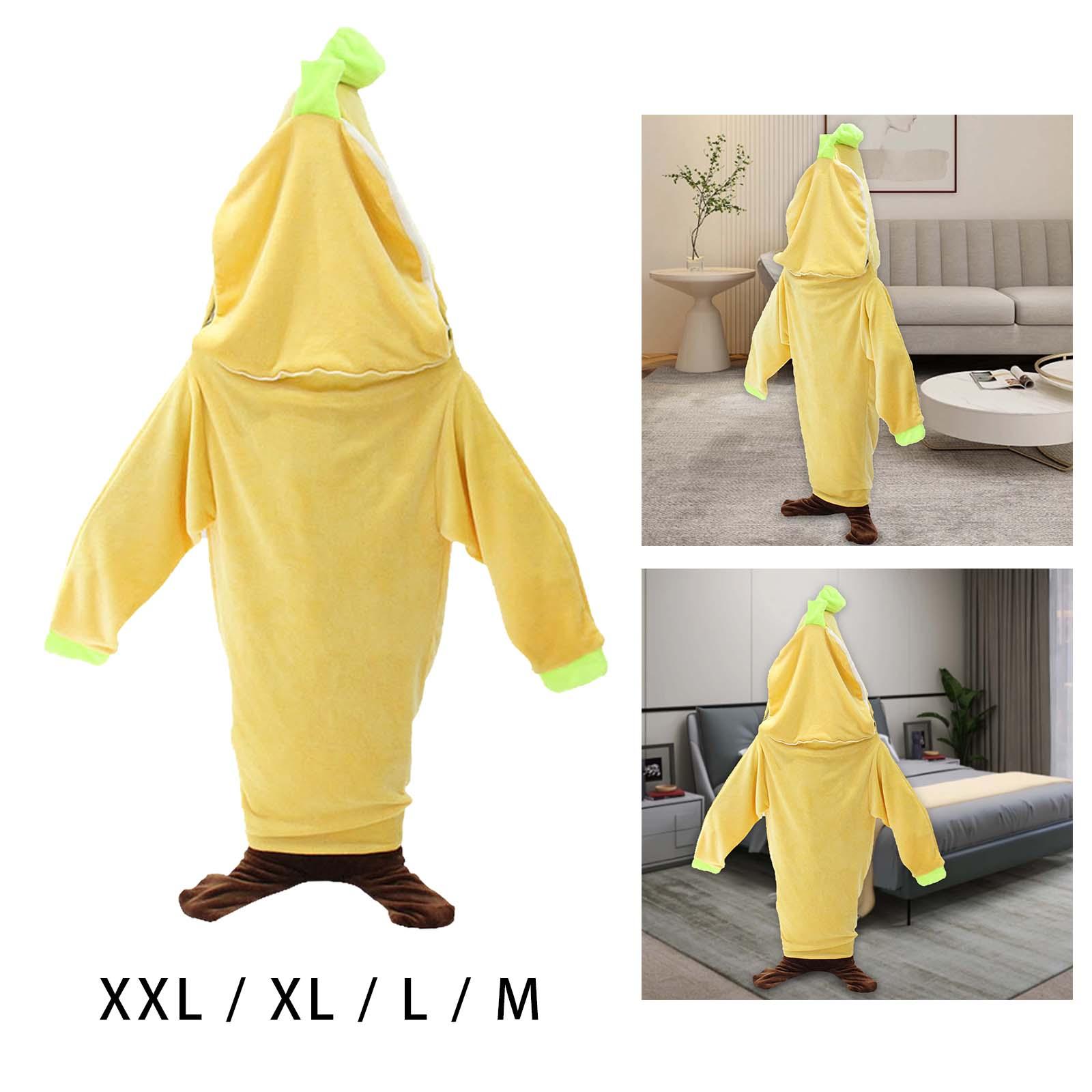 Banana Blanket Wearable Hooded Home Cosplay Banana Costume Nightgown Warm Fruit Sleeping Bag Blanket Sleeping Bag for Kids Soft