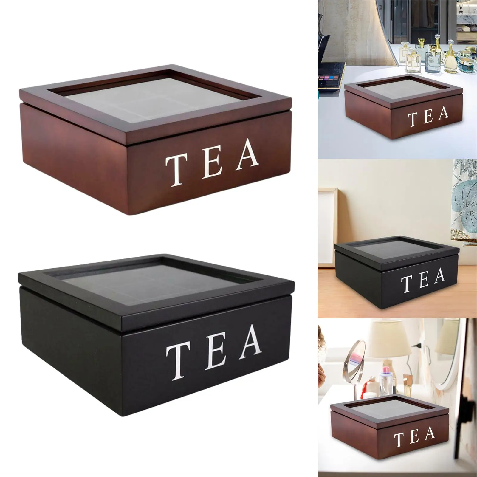 Retro Tea Bag Storage Stackable Tea Bag Holder Wooden Tea Storage Box for