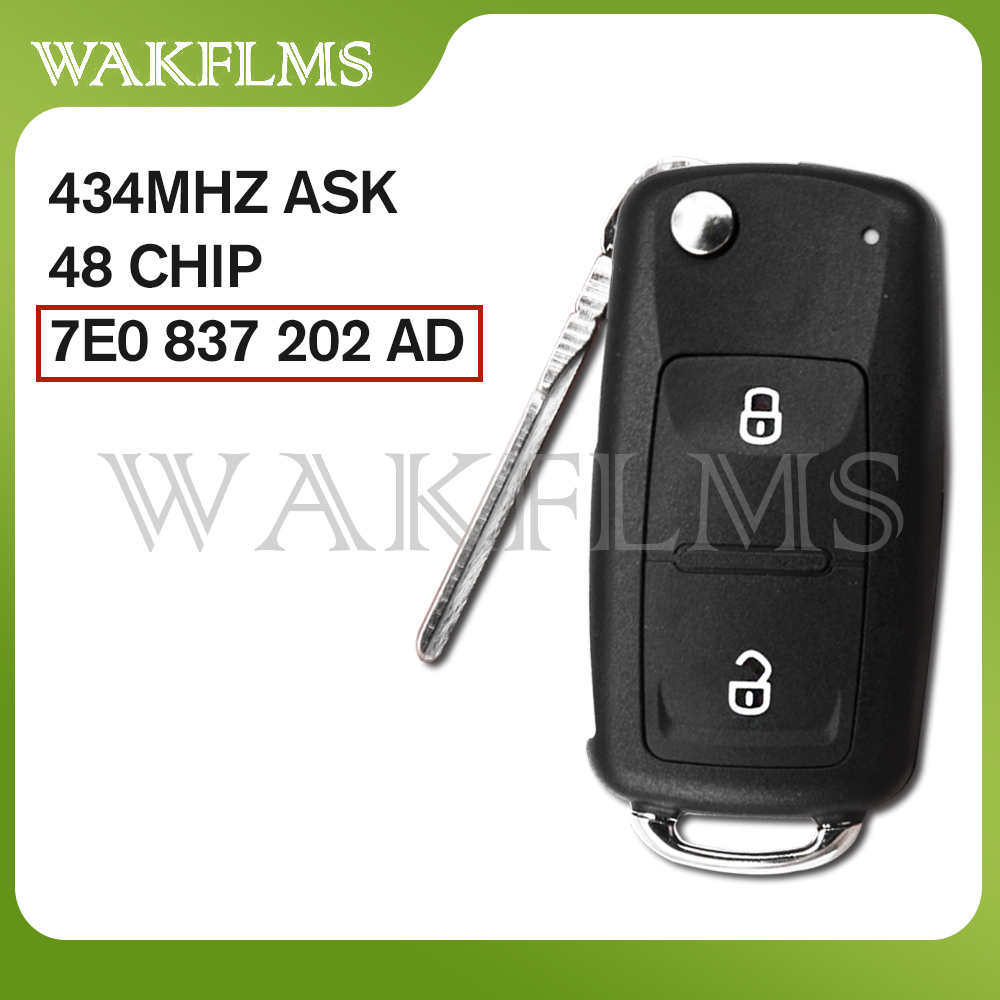 7E0837202AD flip remote car key 434MHz for VOLKSWAGEN VW Amarok Transporter 2011 2012 2013 2014 2015 2016 48chip 7E0 837 202 AD