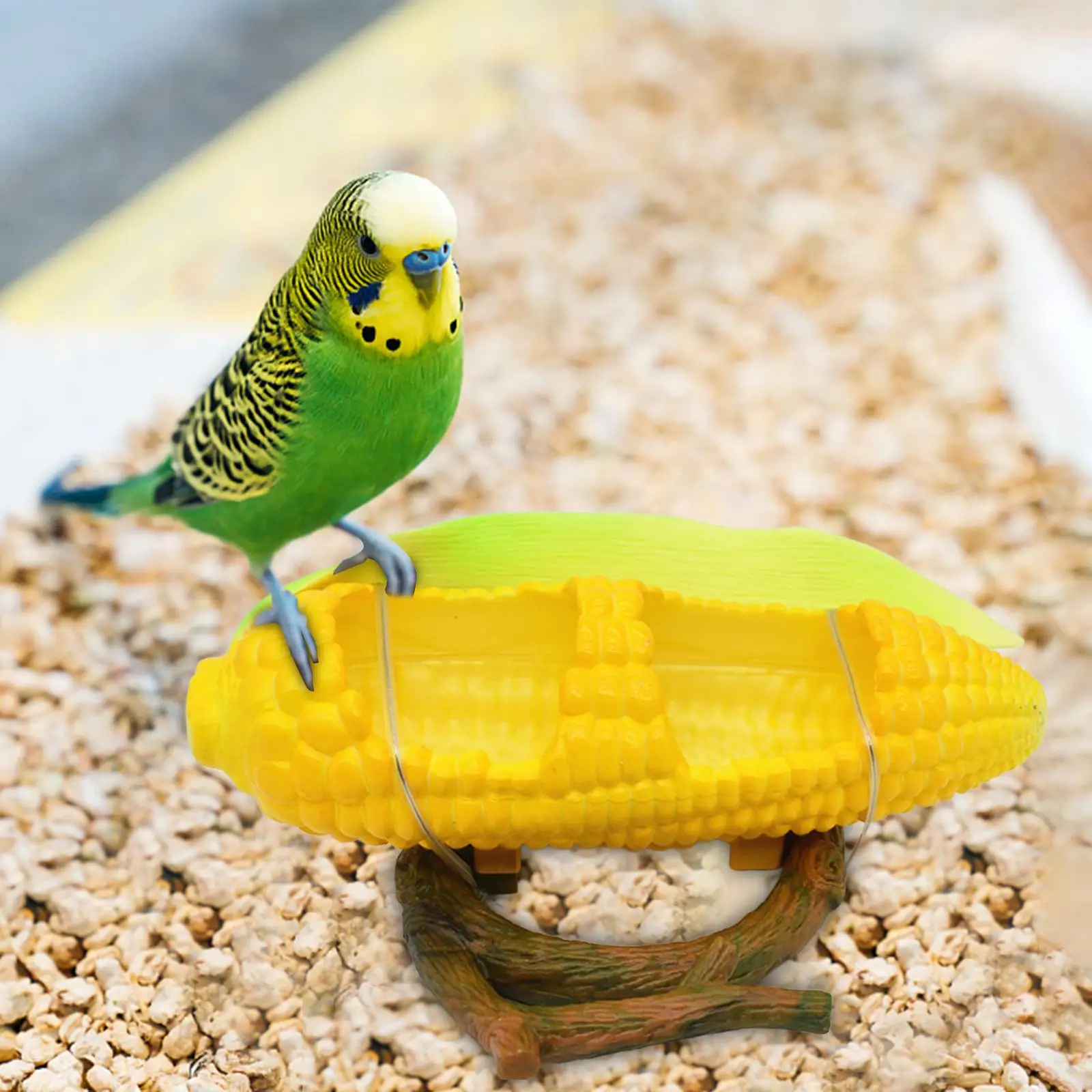 Cute Corn Shaped Bird Food Feeding Bowl for Small Parrots Animal , Back Can Hold On Birdcage Length 15cm Lovely Durable
