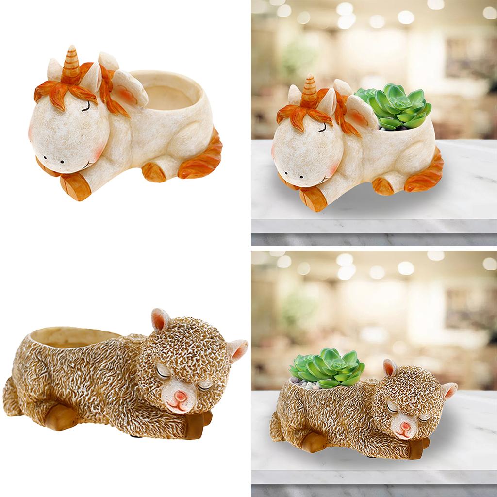 Unicorn Alpaca Animals Succulent Flower Pot Desktop Decoration Flower Pots Ornaments Creative Home Decor Office Desk Decoration
