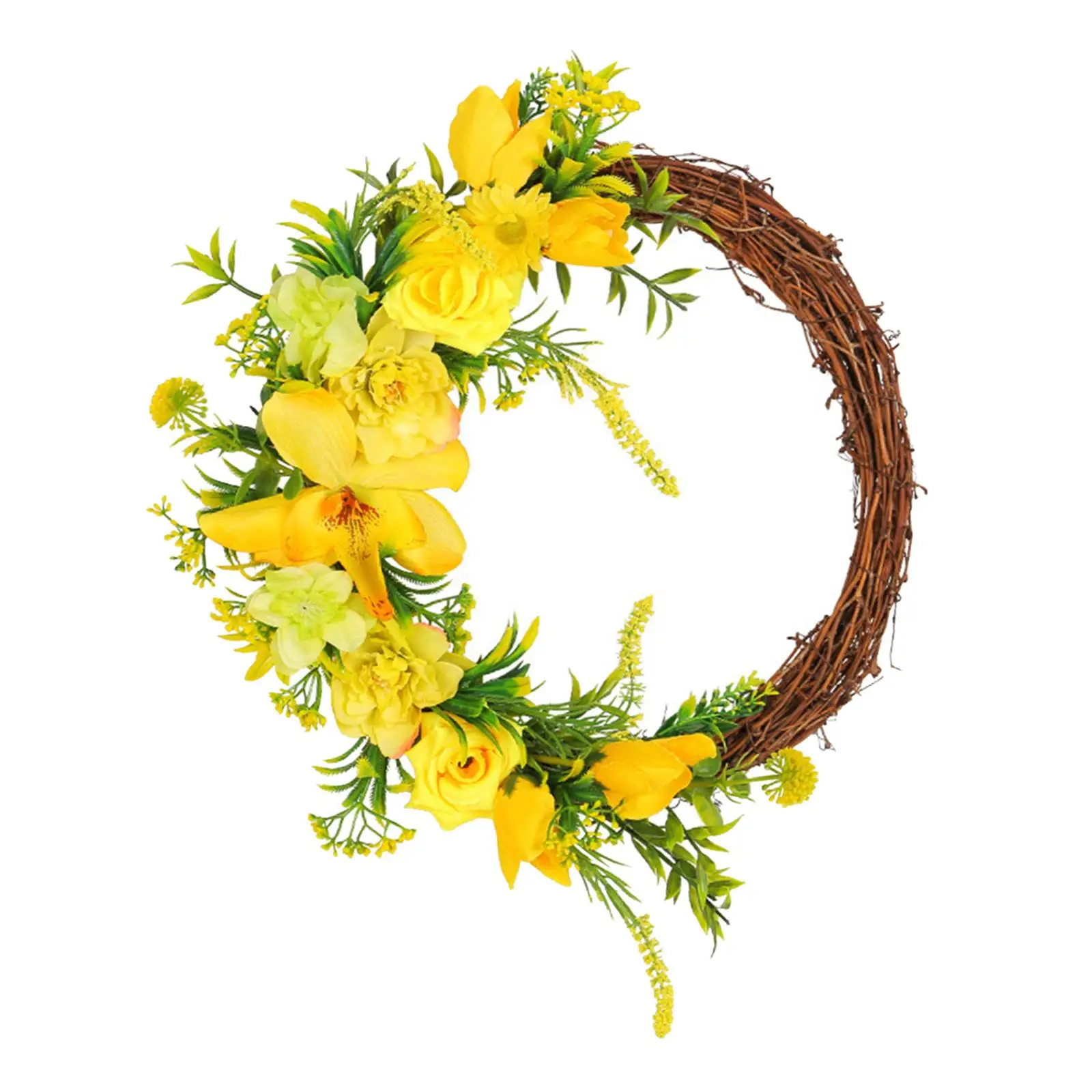 Yellow Roses Wreath Beautiful Floral Hoop for Home Wall Porch Window Gallery