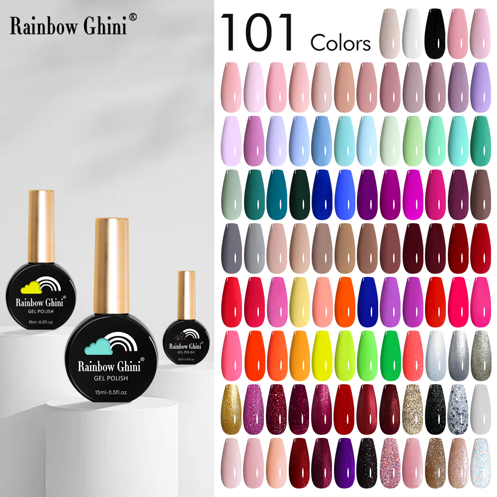 Best of Rainbow Ghini 15ml UV Gel Nail Polish Semi Permanent Varnish Supplies For Professionals Red Black White Nail Gel Art Accessories Reviews & Tips