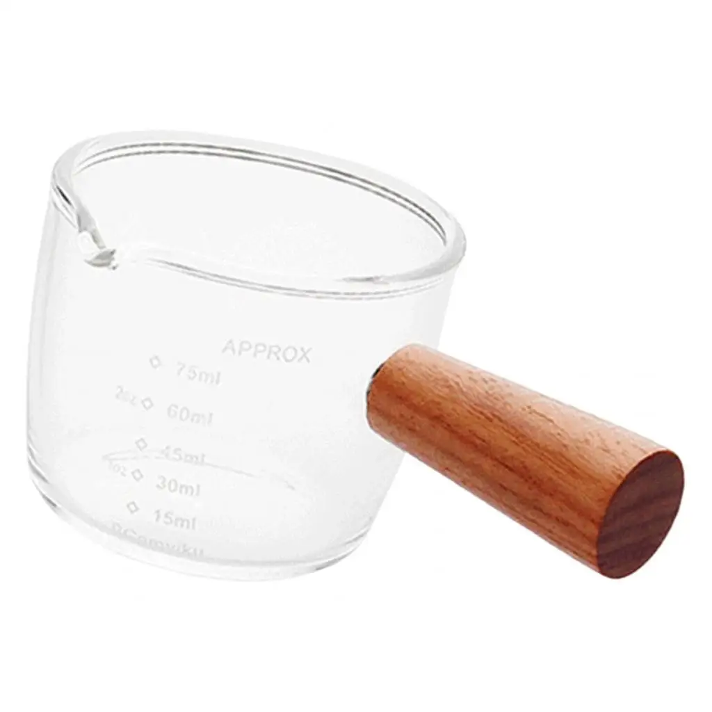 Coffee Measuring Cup with Wooden Handle Heat Resistant Liquid Measuring Cup