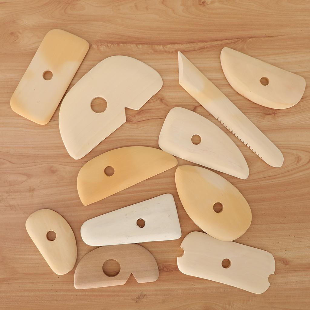 11 Pieces Easy Use Safe Cutters Clay Art Shaping Tools Wooden Cutter /Scraper for Handmade Crafts DIY