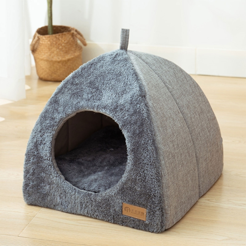 Title 6, Pet Warm Bed House Soft Indoor Semi-closed Cave...