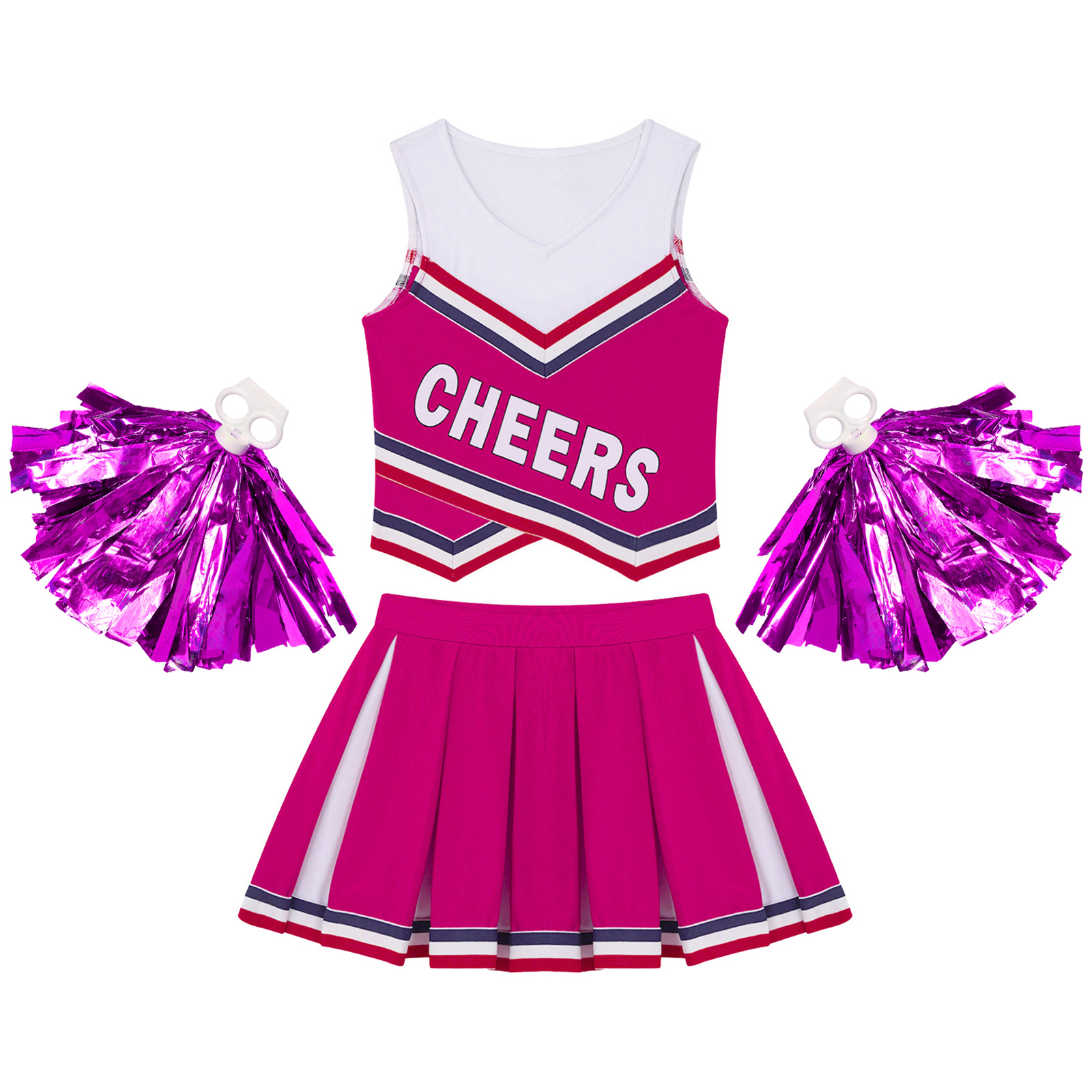 Description Picture 5 of itemKids Cheerleader Costume Sleeveless Cheer Dance Outfit Set for School Girls Cheerleading Uniform Teens Dancewear Teamwear