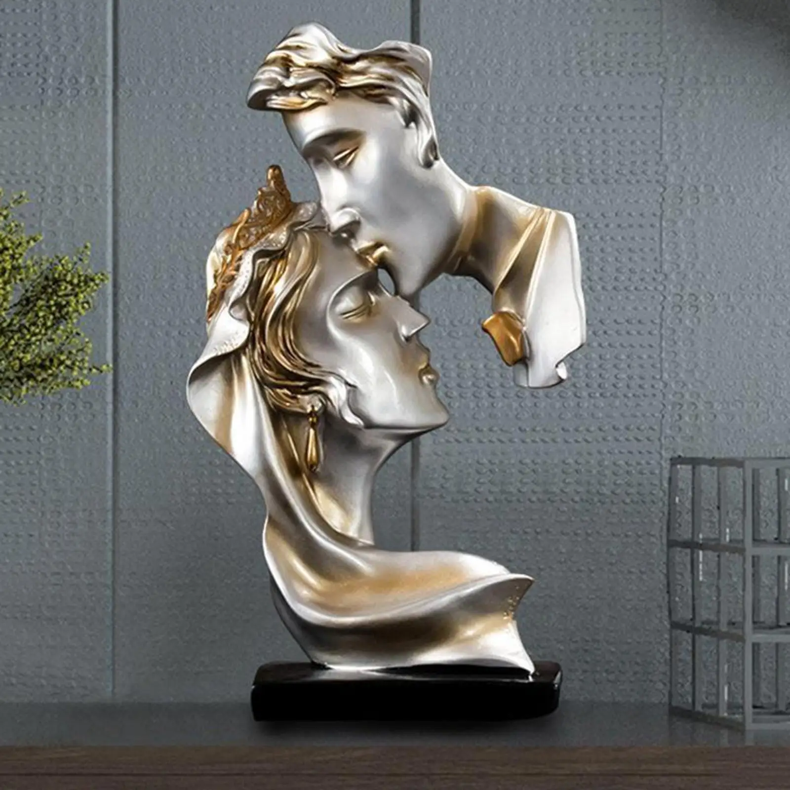 2x Couples Statue Home Decor Ornament Mini Resin Figurines Collectible Gray