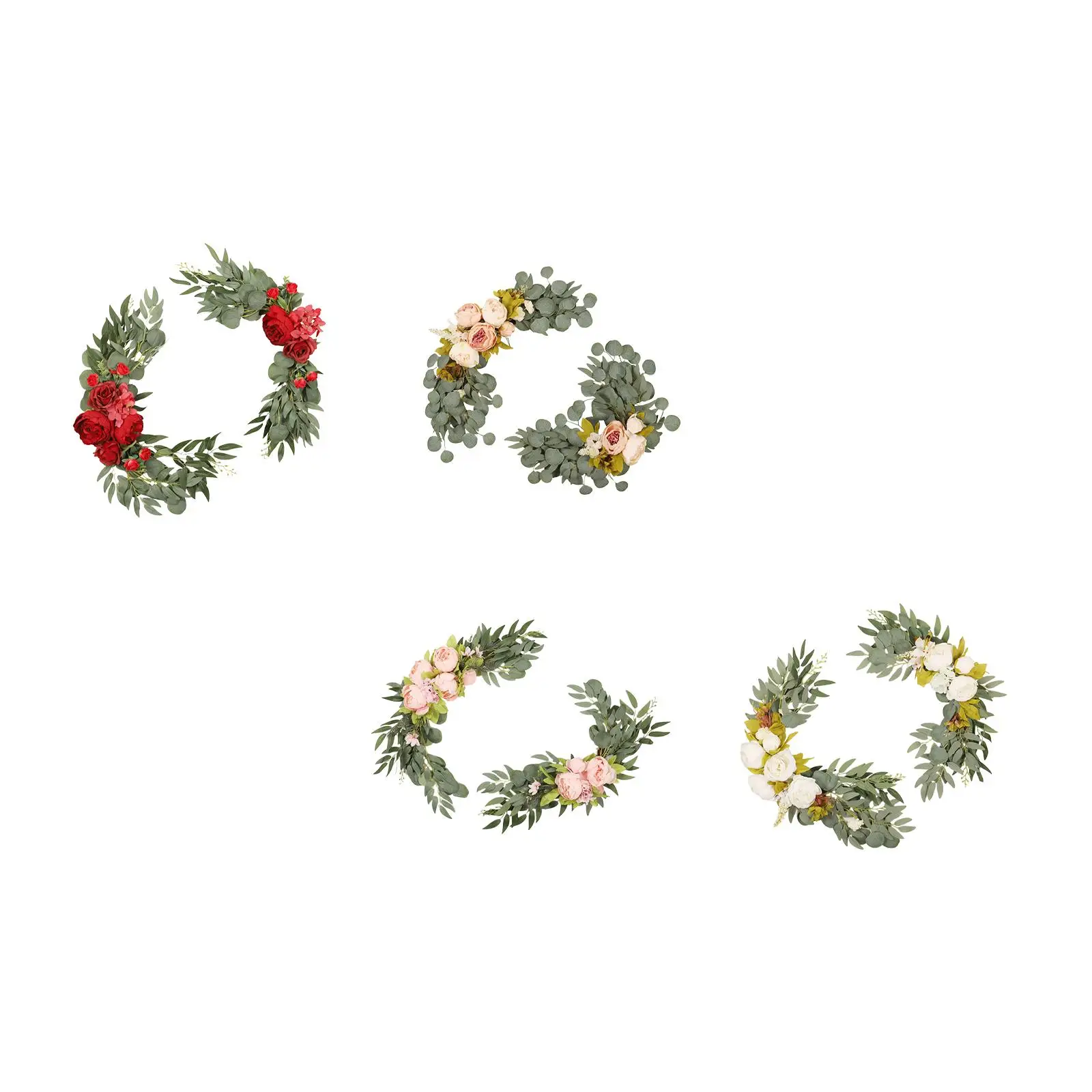 2Pcs Wedding Arch Flowers Handmade Hanging Wreath Flowers Backdrop Garlands Floral for Ceremony Craft Art Arch Front Door Wall