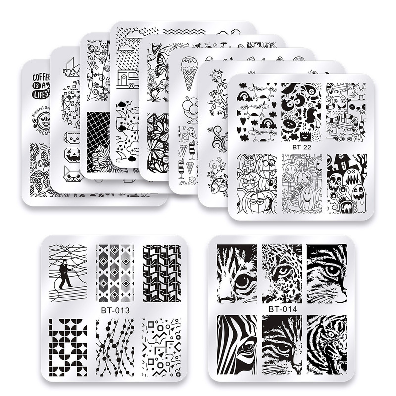 Description Picture 2 of itemNail Stamping Plates Animals Line Pictures Nail Art Plate Stamp Templates Flowers Marble Leaves DIY Nail Plate Stencils Printing