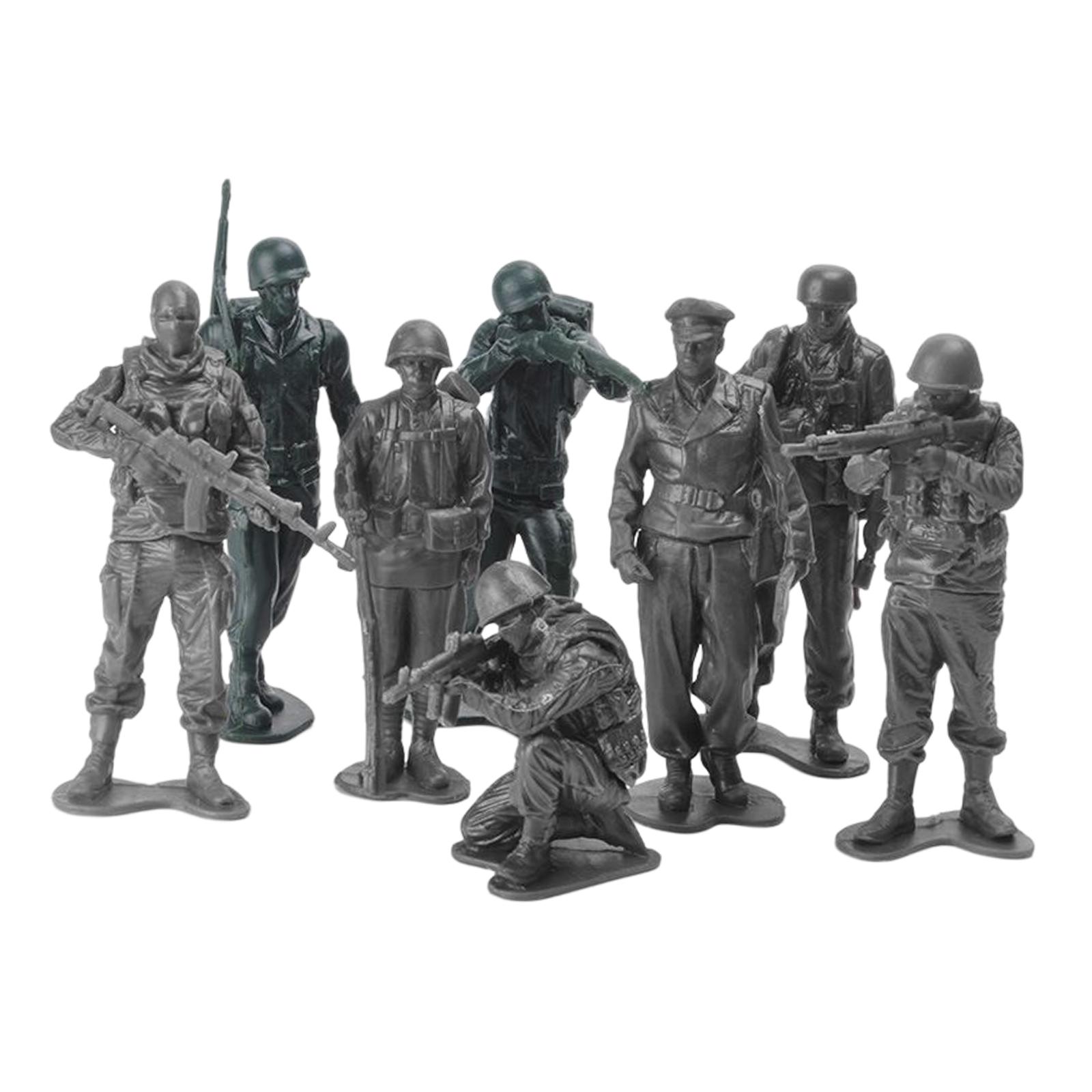 8Pcs 1:18 Scale Action Figure Toy Soldiers Playset Building Accessory Diorama Scenery Layout Soldiers Figurines Model for Adults