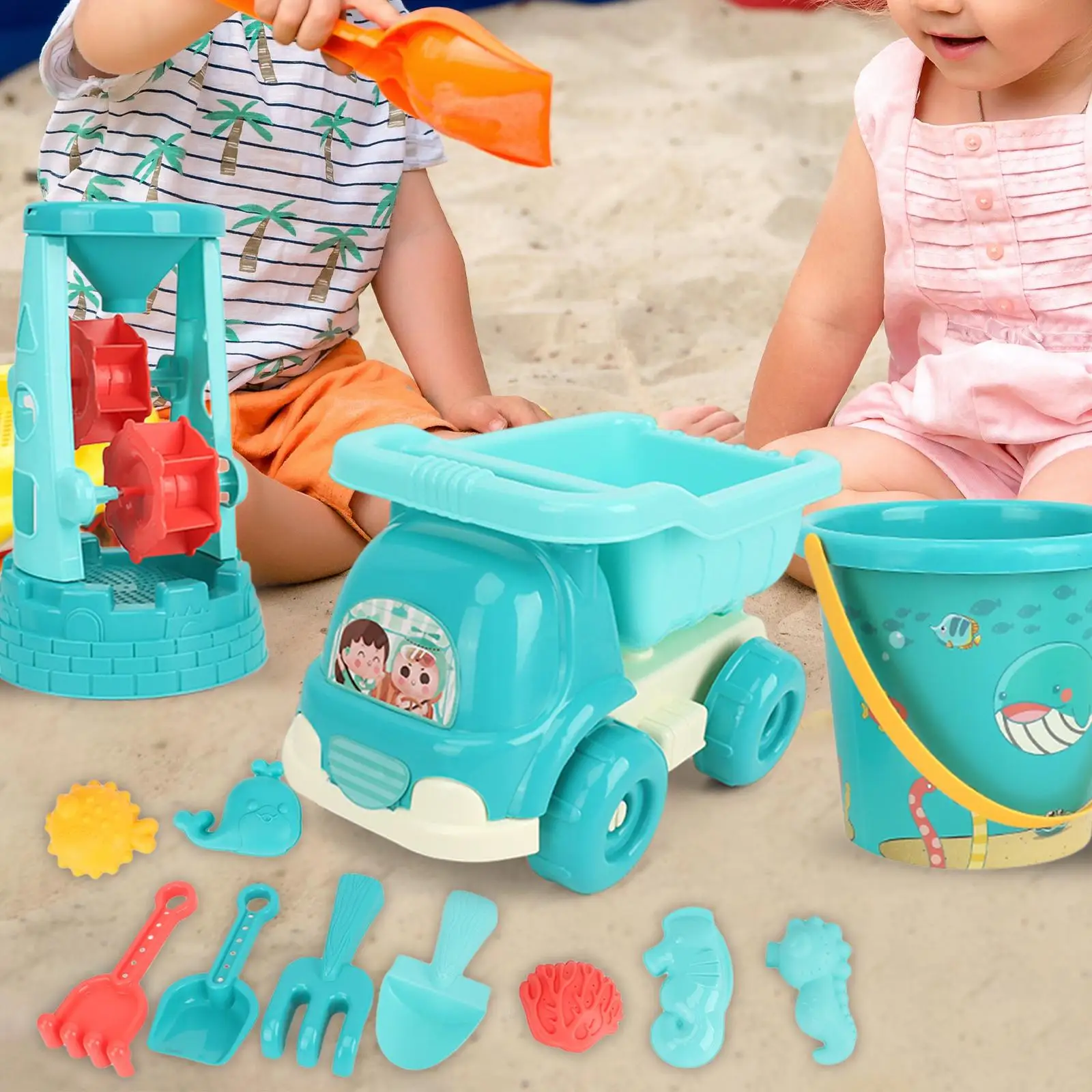 Sand Toy Set Educational Toys 13x with Beach Bucket Kids Bathing Toy for Outdoor Bathroom Toy Party Favors Birthday gift