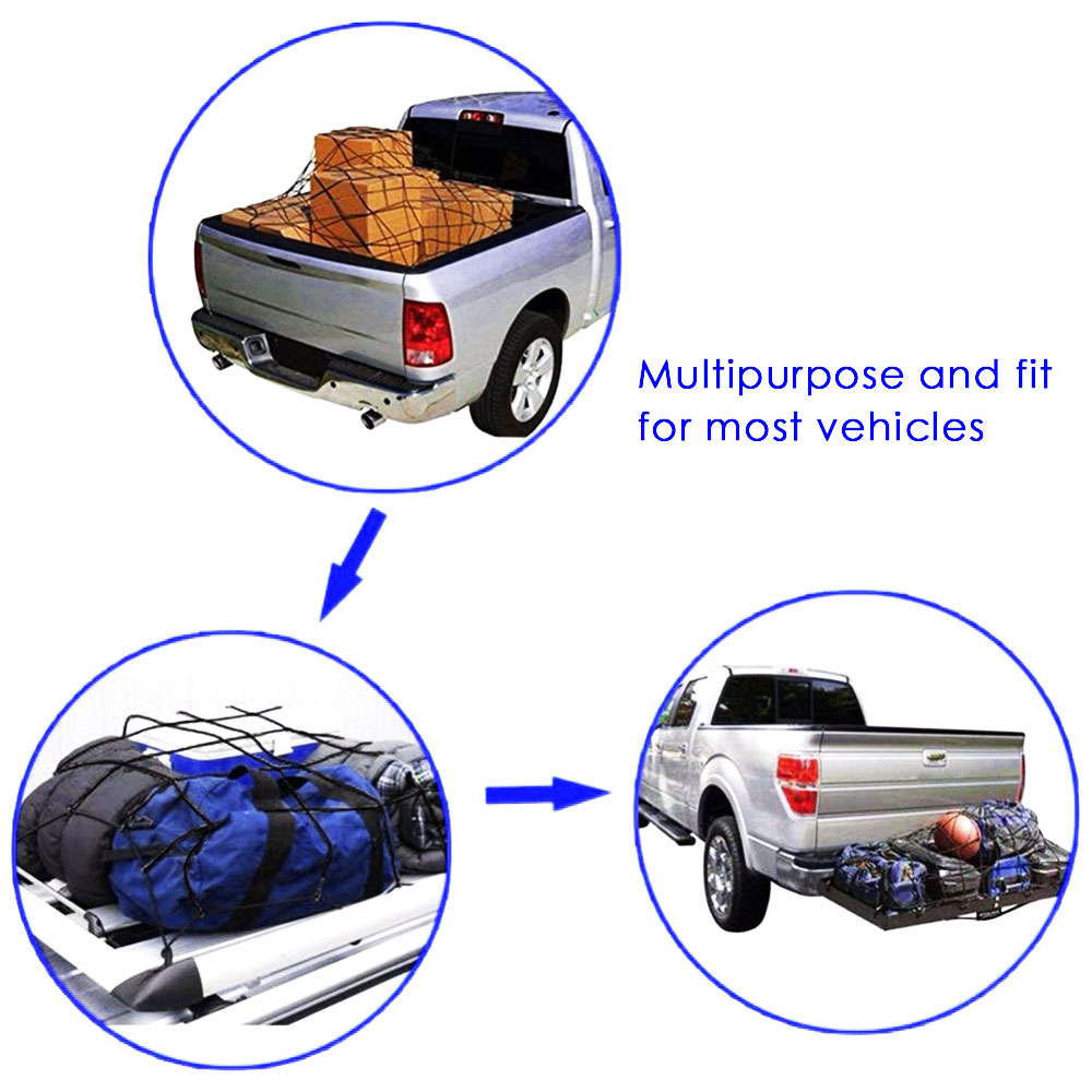 Universal Car Trunk Luggage Storage Cargo Organiser Nets 120x90cm Elastic Mesh Net with Hooks Auto Interior Accessories