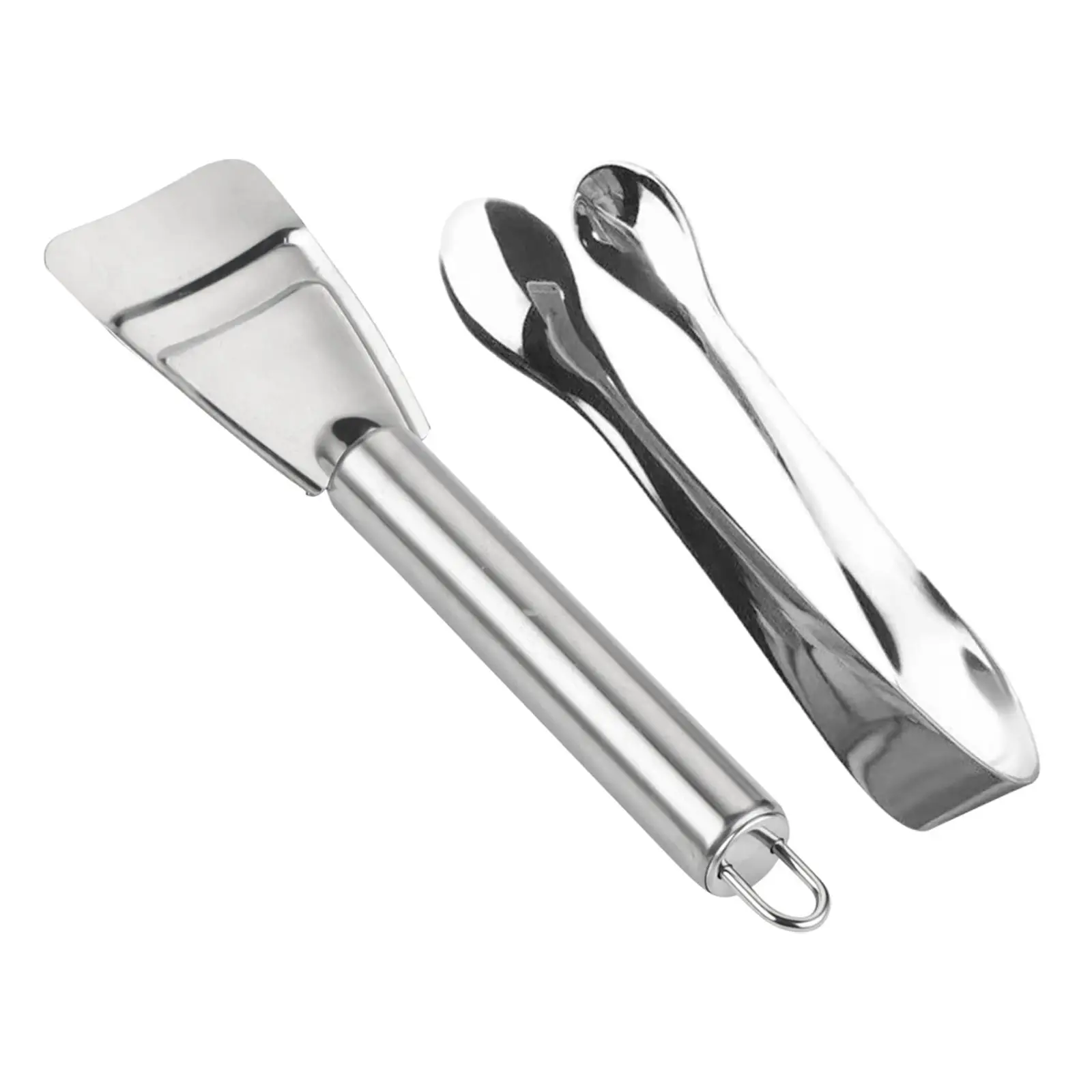 Ice Cube Tongs and Scoops Ice Clip Tool Food Clip Spade Multifunctional Portable Stainless Steel for Buffet Wedding Party Bar