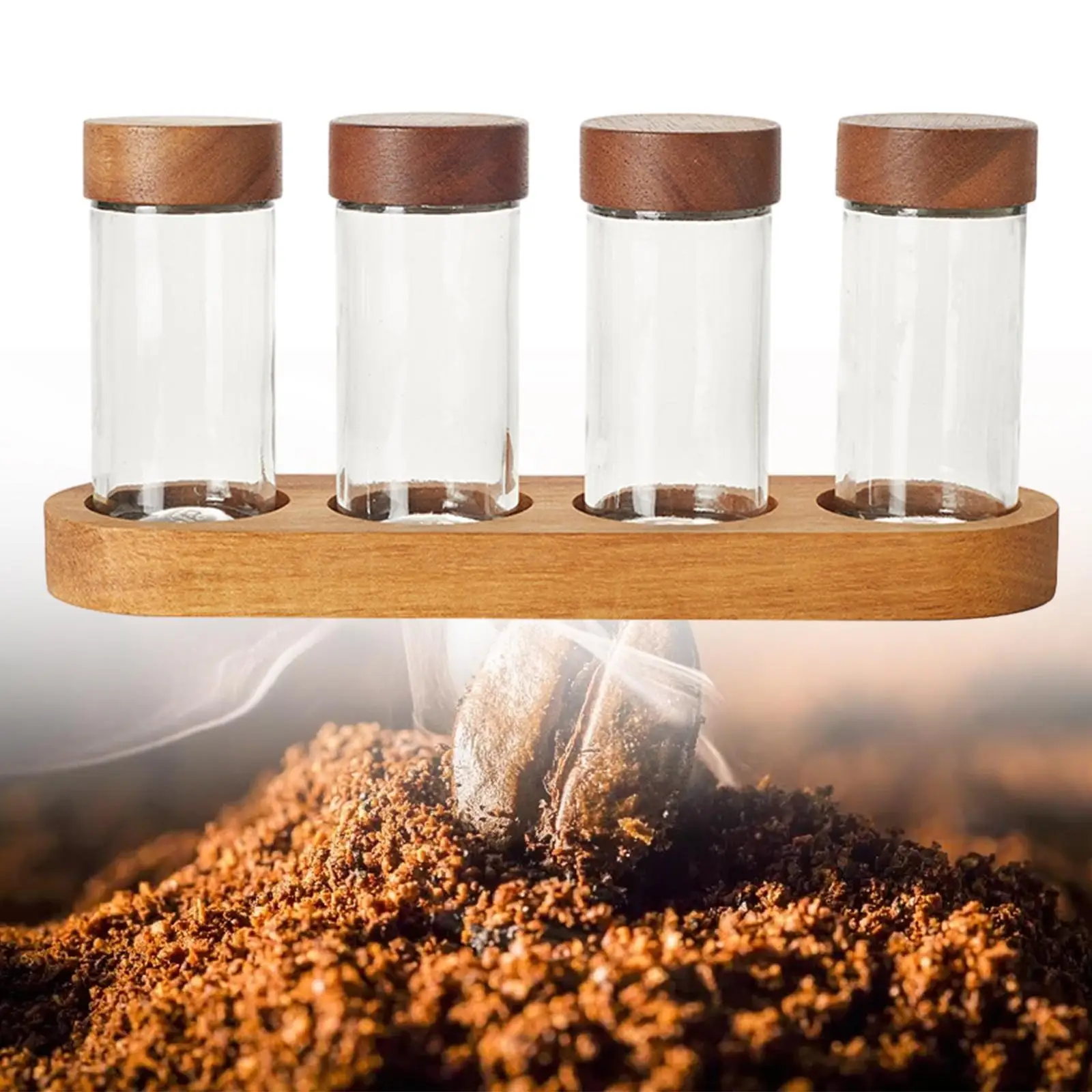 4Pcs Condiment Jars Set Multipurpose Dustproof Spice Bowls Seasoning Pepper Seasoning Pots for Coffee Beans Sugar Pepper