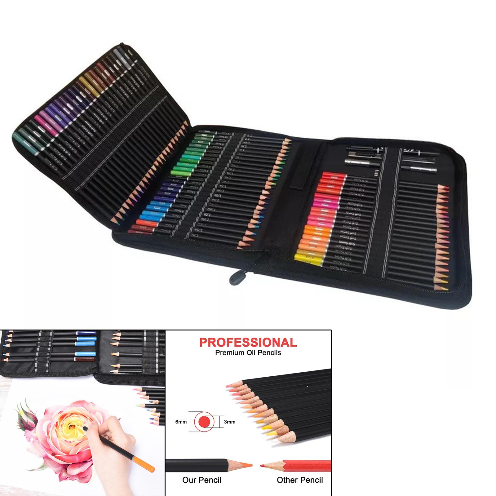 Professional 72 Oil Colored Pencils with Pencil Extender Supplies Crafting Beginner Drawing Shading Colouring