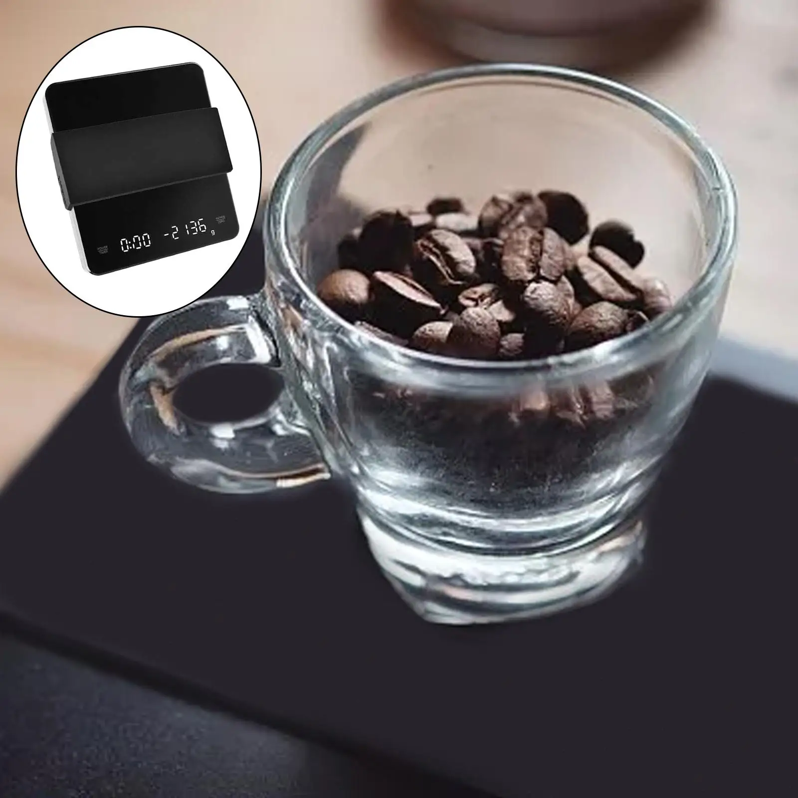 0.1G 3kg Digital Mini Scale, Modern Rechargeable High Precision Pour Over W/ Timer Digital Postal Scale for Kitchen Food Spices