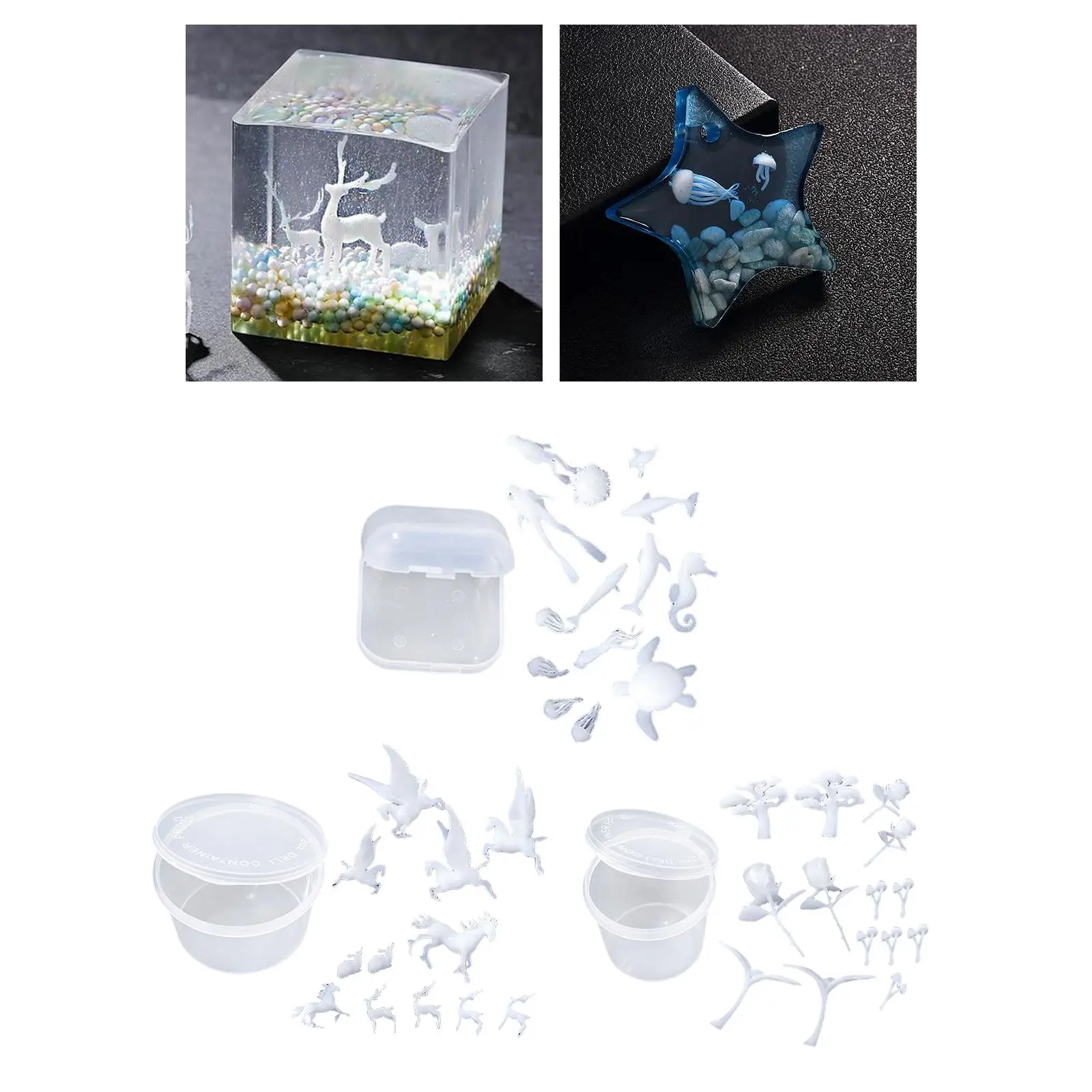 Mini Resin Fillers Model Kit 3D Epoxy Resin Mold Miniature Animal Figurines