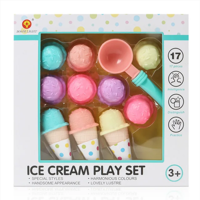 Jogo de sorvetes doces de diferentes formas.
