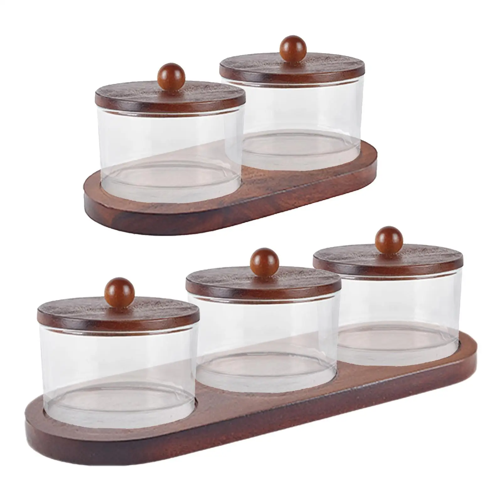 Bowl with Wooden Serving Tray Wooden Pallets with Lid Gift Transparent Wooden Serving Tray with Bowl for Appetizers Sala Fruit