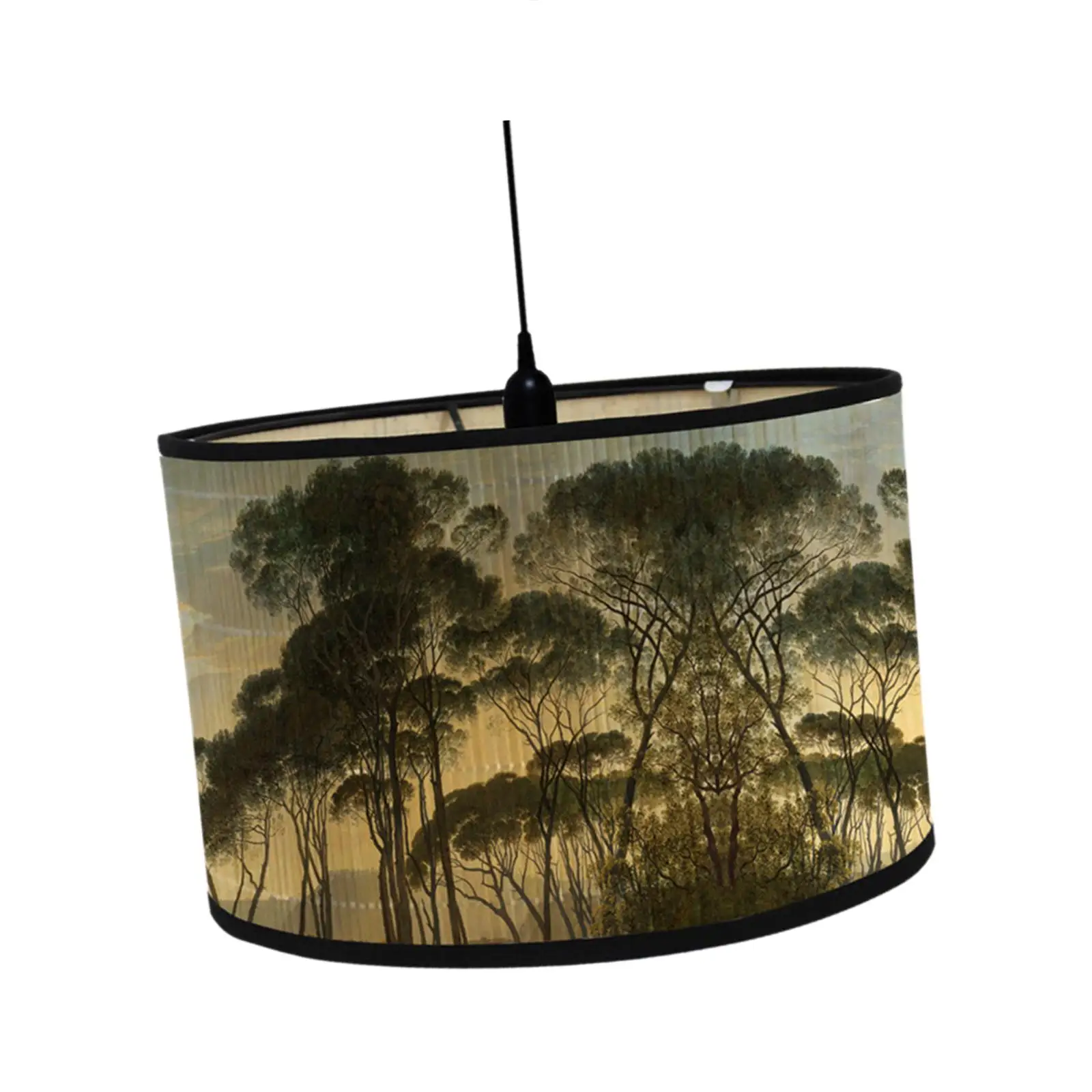 Drum Print Lamp Shade Light Cover 11.8x11.8x8 inch E27 Bamboo Lampshade Cover Drum Shaped Lamp Shades for Table Ceiling Floor