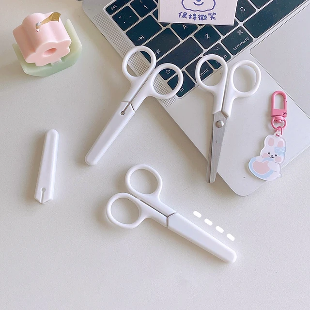 Mini White Color Scissor INS Style Portable Stainless Steel Blade Cutter  for Paper Handwork Stationery Office School Gift A6676