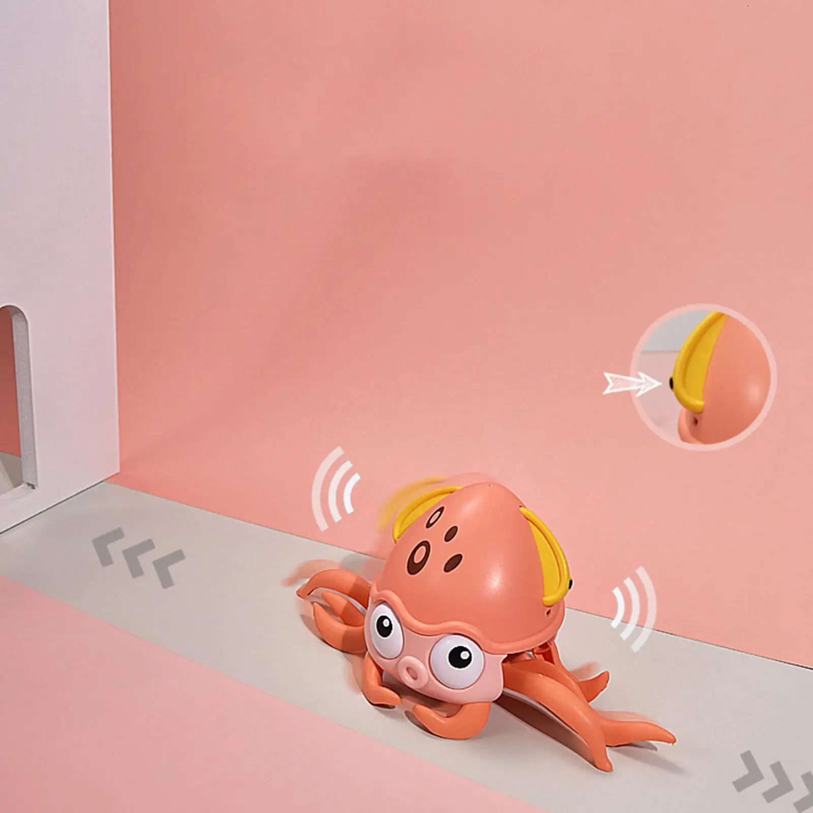  Electric Octopus Toy with LED Light up Crawling Walking Animals Toys Orange