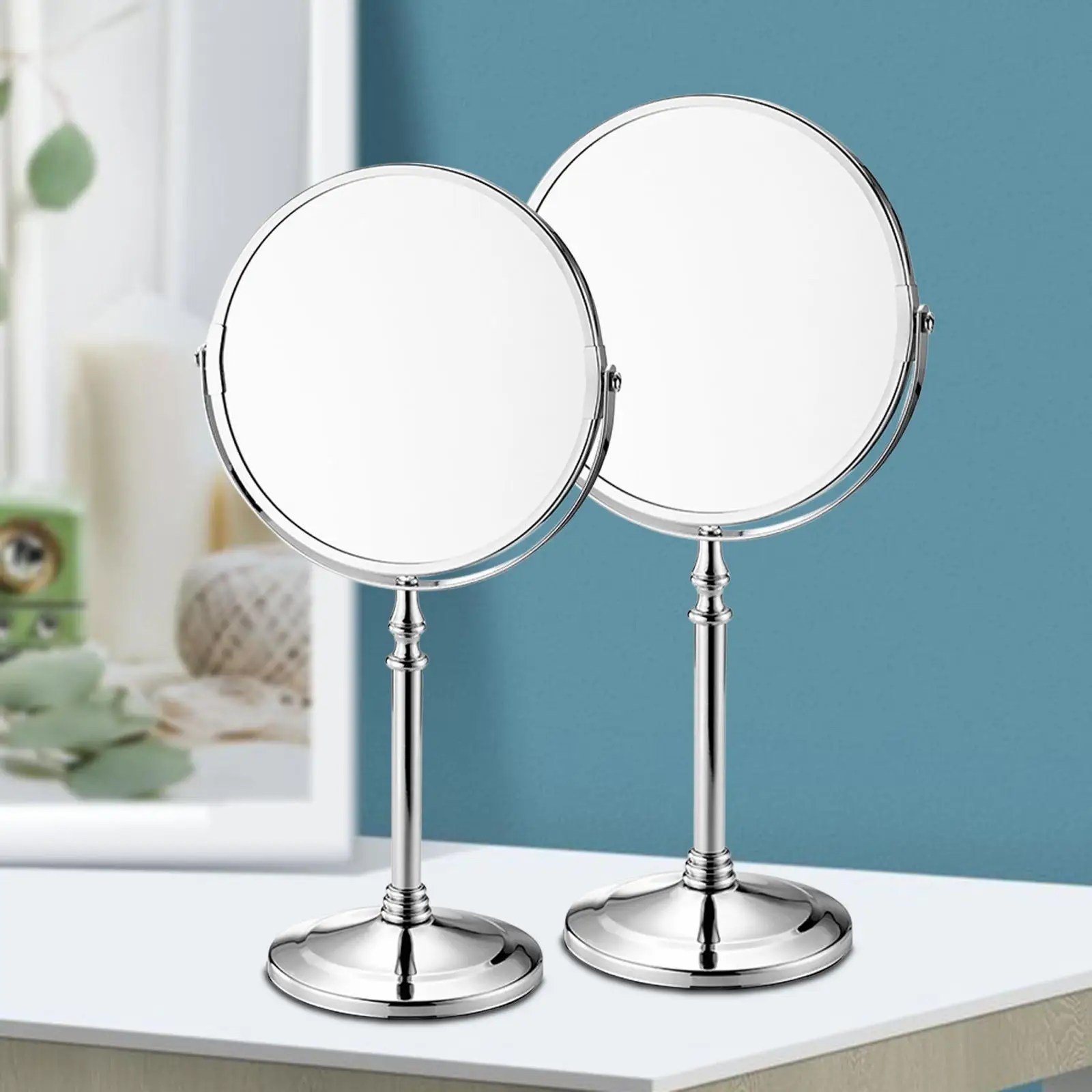 Double Sided Makeup Mirror Thick Base and Frame Round Tabletop Cosmetic Mirror for Bathroom Dresser Bedroom Home Girls Women