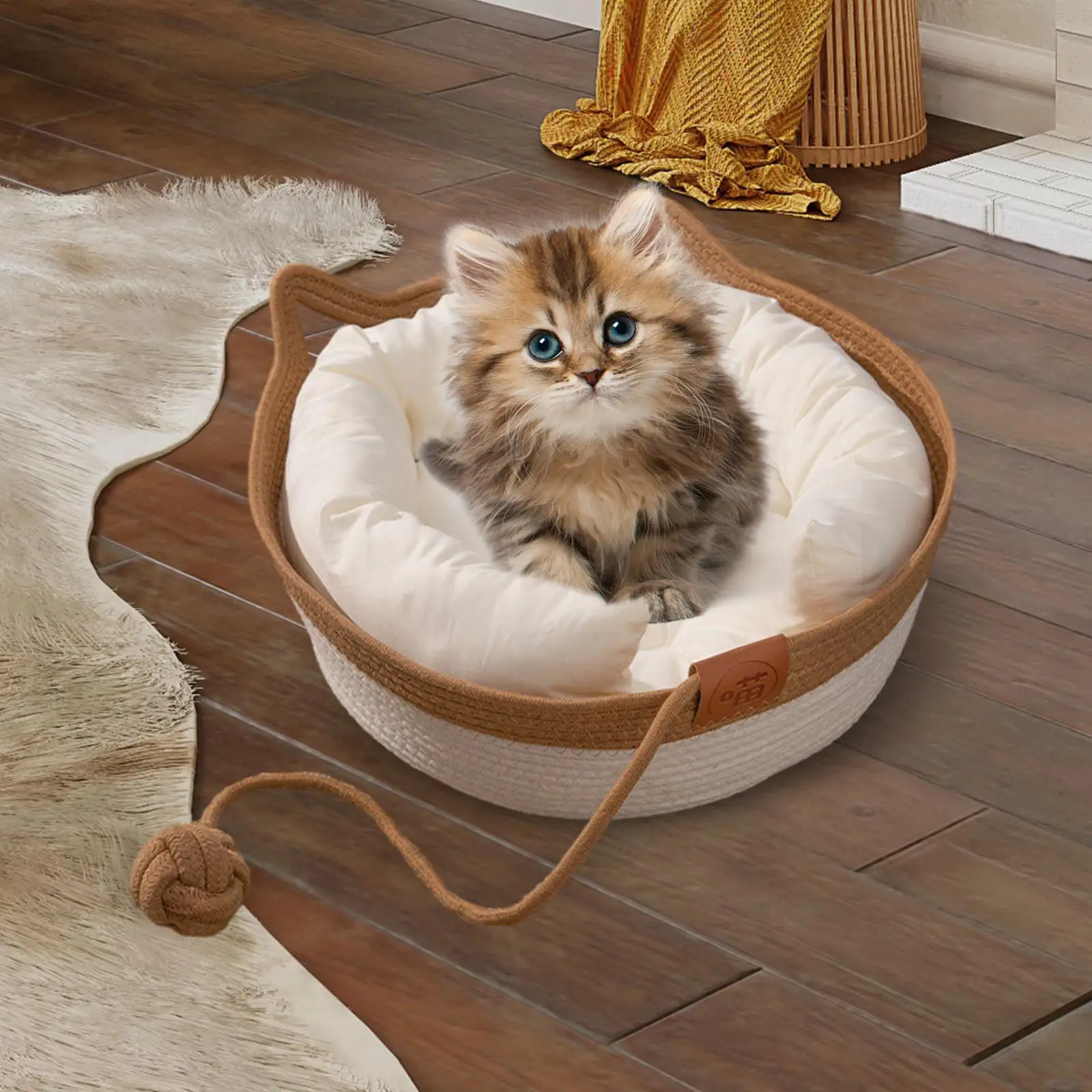 Cat Bed Basket Cat Scratcher Lounge for Small Dogs Rabbit Large Cats