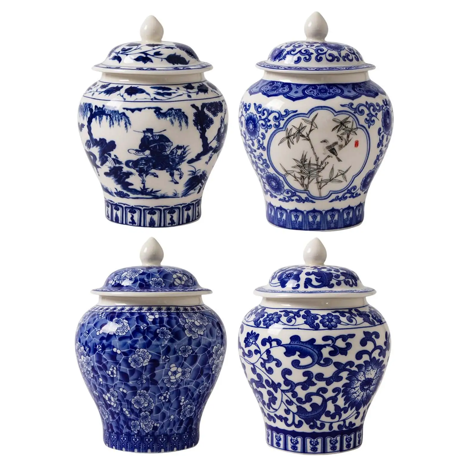 Ceramic Ginger Jar Vintage Style Gift Chinese Crafts Porcelain Jars for Desktop Home Decor Countertop Party Floral Arrangement