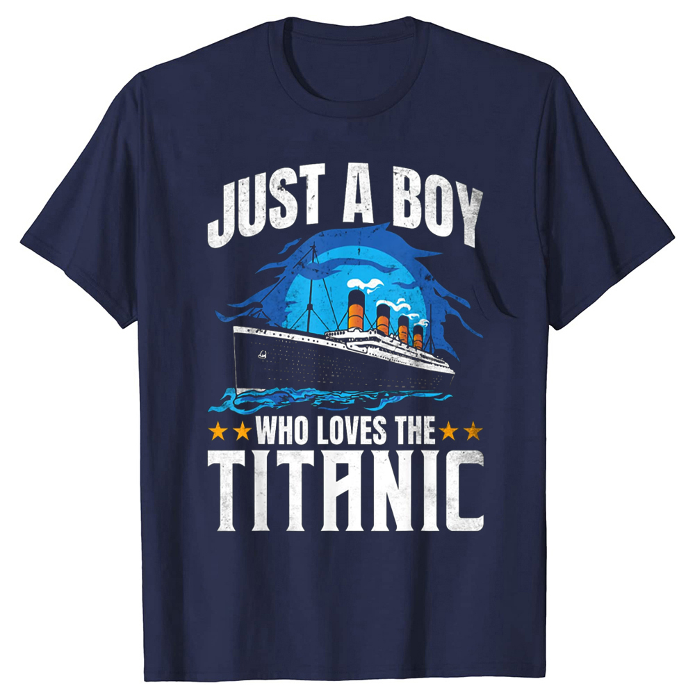 Neuheit Jungen, die einfach die segeln den Titanic T-Shirts lieben grafische Baumwolle Geburtstags geschenke Sommer Stil T-Shirt Herren bekleidung – Detail 3