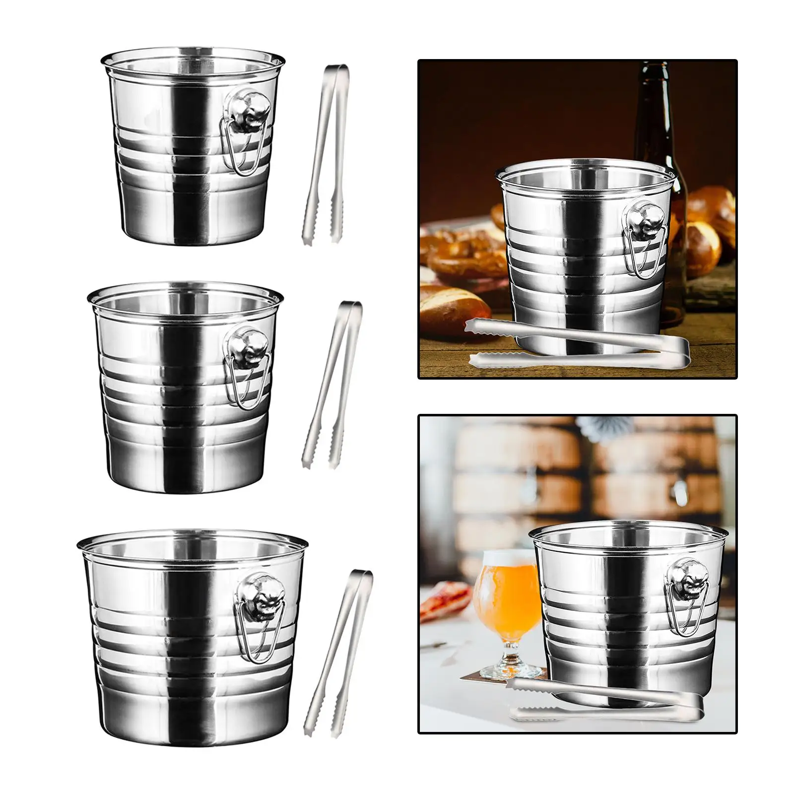 Ice Bucket ice with Clamp cool Durable with Carry Handle Ice Cube Container for Bars BBQ Party Night Supplies