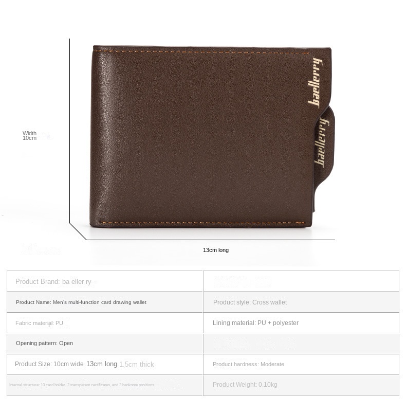 Brieftasche für Herren, kurze Multifunktionskarte, Münzgeldbörse mit Reißverschluss, Geburtstagsgeschenk_voghion.com