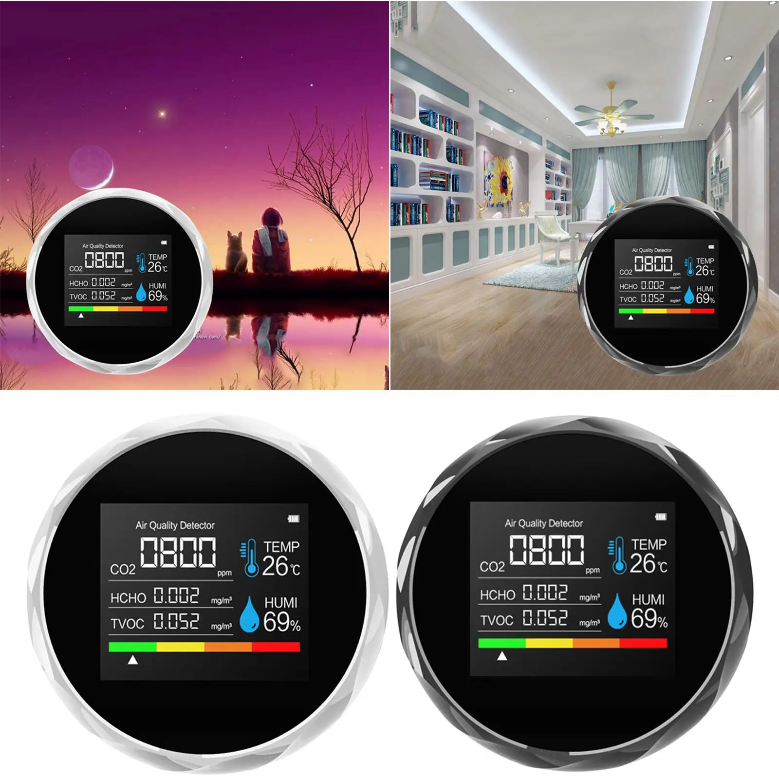 Air Quality Monitor Indoor, , Air Pollution Carbon Dioxide Temperature, Humidity 