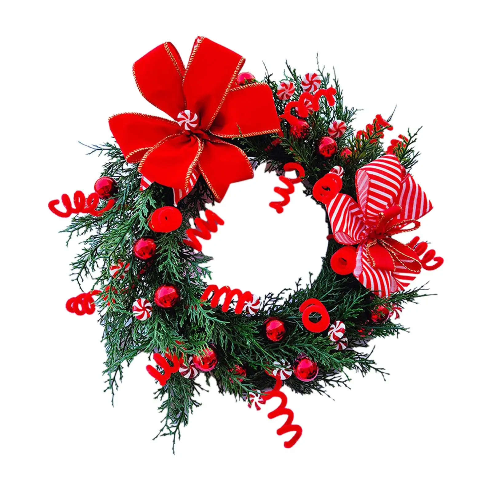 Christmas Wreath 17.7`` Green Leaves Wreaths Garland for Xmas Indoor Outdoor Holiday Decor