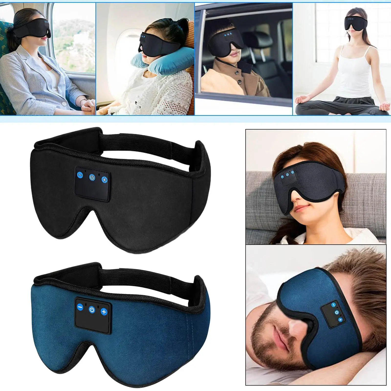 Bluetooth 5.2 Sleep Headphones Breathable Broadcasting 3D Sleep Mask for Home Office Day and Night Gym Air Travel Men Women