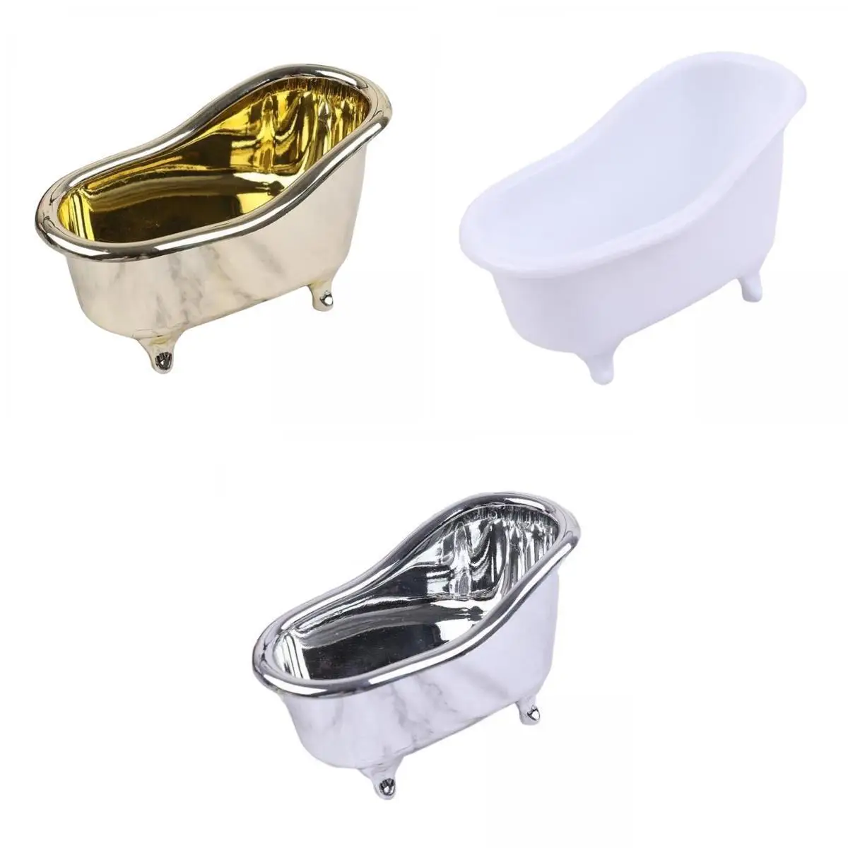 3Pcs Bathtub Soap Dish Holder Decorative Cosmetic Container for Home Decor Counter Bathroom Accessories